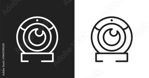 Web camera icon. Linear black, white icon from messages communication collection. Outline web camera vector. Thin line symbol isolated on white and black background