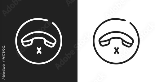 Hang up icon. Linear black, white icon from mobile collection. Outline hang up vector. Thin line symbol isolated on white and black background