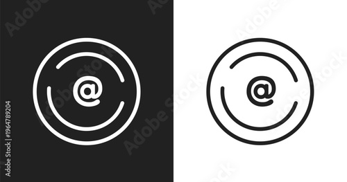 Arroba icon. Linear black, white icon from mail collection. Outline arroba vector. Thin line symbol isolated on white and black background