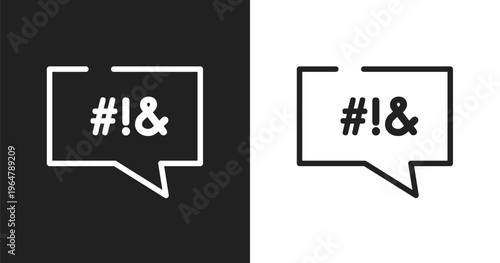 Swear icon. Linear black, white icon from messages communication collection. Outline swear vector. Thin line symbol isolated on white and black background