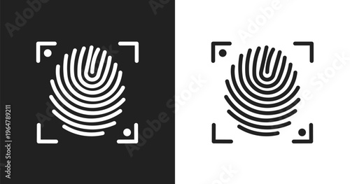 Fingerprint scan icon. Linear black, white icon from smartphone collection. Outline fingerprint scan vector. Thin line symbol isolated on white and black background