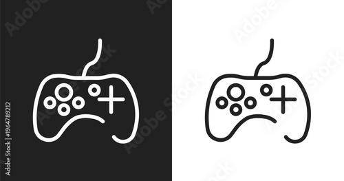 Game controller icon. Linear black, white icon from smartphone collection. Outline game controller vector. Thin line symbol isolated on white and black background
