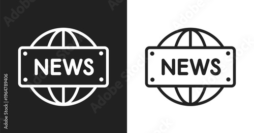 News report icon. Linear black, white icon from communication and media collection. Outline news report vector. Thin line symbol isolated on white and black background