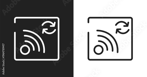 Refresh wifi signal icon. Linear black, white icon from phone icons collection. Outline refresh wifi signal vector. Thin line symbol isolated on white and black background