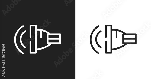 Ventriloquist icon. Linear black, white icon from cinema collection. Outline ventriloquist vector. Thin line symbol isolated on white and black background