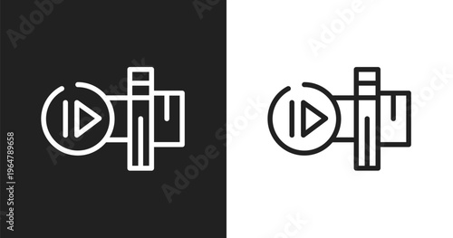 Slow motion icon. Linear black, white icon from cinema collection. Outline slow motion vector. Thin line symbol isolated on white and black background
