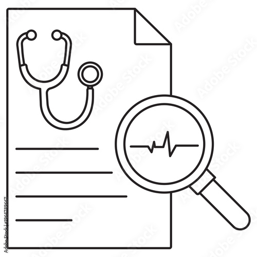 Medical Diagnosis Icon, Clinical Diagnosis Illustration, Healthcare Assessment Icon, Disease Detection Graphic, Medical Evaluation Design, vector