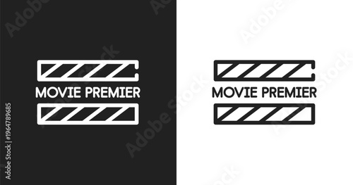 Premiere icon. Linear black, white icon from cinema collection. Outline premiere vector. Thin line symbol isolated on white and black background