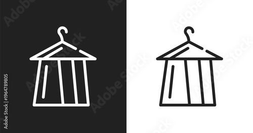 Dressing room icon. Linear black, white icon from cinema collection. Outline dressing room vector. Thin line symbol isolated on white and black background