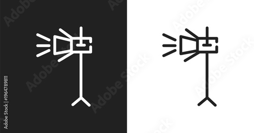 Movie light icon. Linear black, white icon from cinema collection. Outline movie light vector. Thin line symbol isolated on white and black background