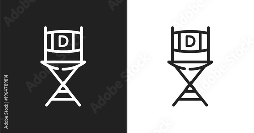 Film director icon. Linear black, white icon from cinema collection. Outline film director vector. Thin line symbol isolated on white and black background