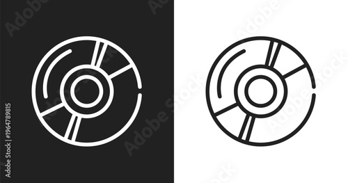 Dvd icon. Linear black, white icon from cinema collection. Outline dvd vector. Thin line symbol isolated on white and black background