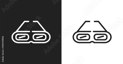 Old 3d glasses icon. Linear black, white icon from cinema collection. Outline old 3d glasses vector. Thin line symbol isolated on white and black background