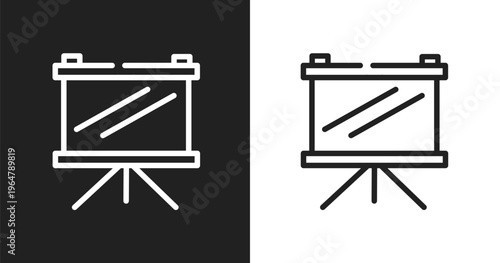 Fabric for movies icon. Linear black, white icon from cinema collection. Outline fabric for movies vector. Thin line symbol isolated on white and black background