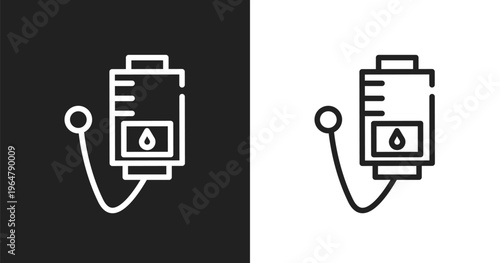 Blood donation icon. Linear black, white icon from charity collection. Outline blood donation vector. Thin line symbol isolated on white and black background