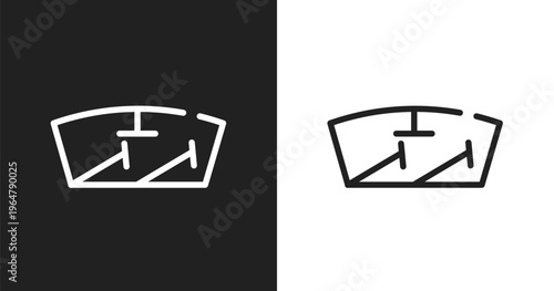 Car windscreen icon. Linear black, white icon from car parts collection. Outline car windscreen vector. Thin line symbol isolated on white and black background