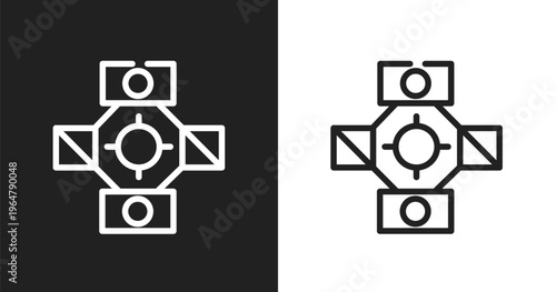Car universal joint icon. Linear black, white icon from car parts collection. Outline car universal joint vector. Thin line symbol isolated on white and black background