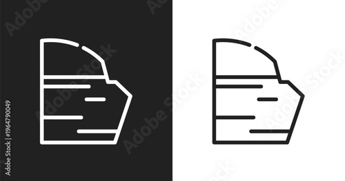 Car trim icon. Linear black, white icon from car parts collection. Outline car trim vector. Thin line symbol isolated on white and black background