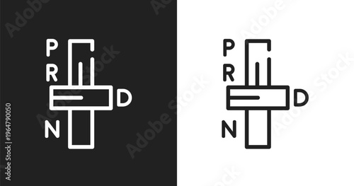 Car transmission icon. Linear black, white icon from car parts collection. Outline car transmission vector. Thin line symbol isolated on white and black background