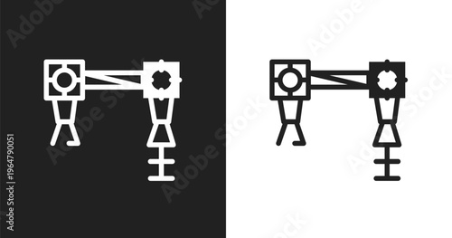 Car torsion bar icon. Linear black, white icon from car parts collection. Outline car torsion bar vector. Thin line symbol isolated on white and black background
