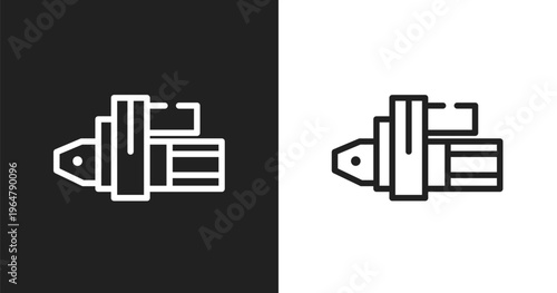 Car starter icon. Linear black, white icon from car parts collection. Outline car starter vector. Thin line symbol isolated on white and black background