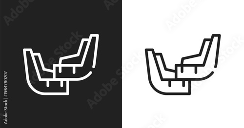 Car mud flap icon. Linear black, white icon from car parts collection. Outline car mud flap vector. Thin line symbol isolated on white and black background