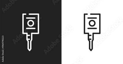 Car ignition icon. Linear black, white icon from car parts collection. Outline car ignition vector. Thin line symbol isolated on white and black background