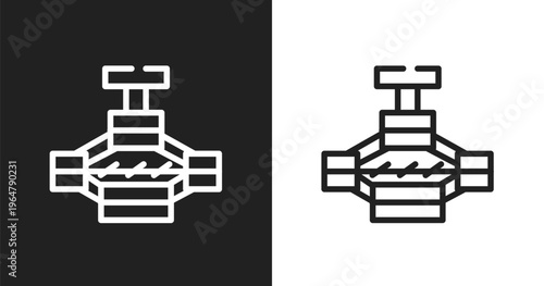 Car jack icon. Linear black, white icon from car parts collection. Outline car jack vector. Thin line symbol isolated on white and black background