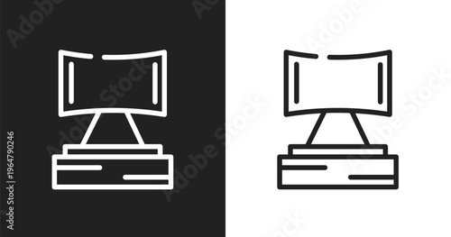 Car headrest icon. Linear black, white icon from car parts collection. Outline car headrest vector. Thin line symbol isolated on white and black background