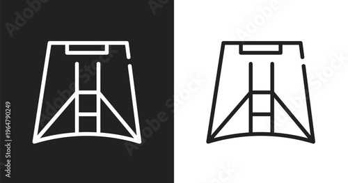 Car hood icon. Linear black, white icon from car parts collection. Outline car hood vector. Thin line symbol isolated on white and black background