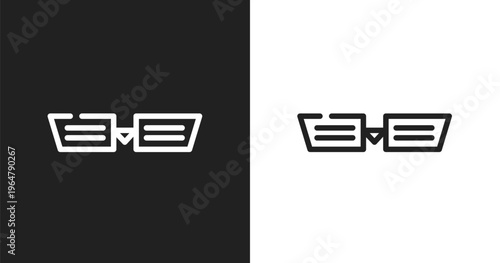 Car grille or radiator grille icon. Linear black, white icon from car parts collection. Outline car grille or radiator grille icon vector. Thin line symbol for use on web and mobile apps, logo,