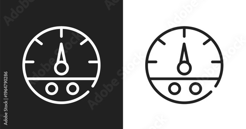 Car fuel gauge icon. Linear black, white icon from car parts collection. Outline car fuel gauge vector. Thin line symbol isolated on white and black background
