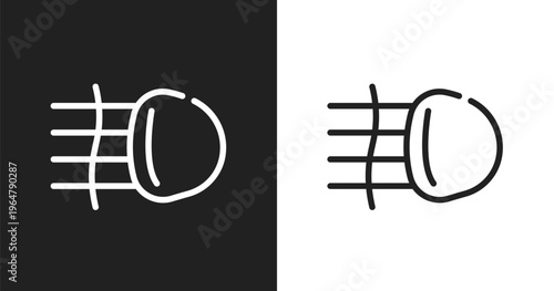 Car fog lamp icon. Linear black, white icon from car parts collection. Outline car fog lamp vector. Thin line symbol isolated on white and black background