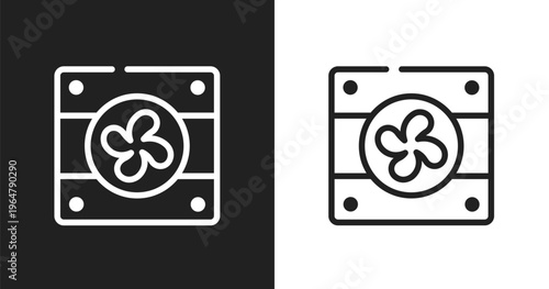 Car fan icon. Linear black, white icon from car parts collection. Outline car fan vector. Thin line symbol isolated on white and black background