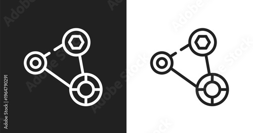 Car fan belt icon. Linear black, white icon from car parts collection. Outline car fan belt vector. Thin line symbol isolated on white and black background