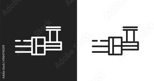 Car distributor icon. Linear black, white icon from car parts collection. Outline car distributor vector. Thin line symbol isolated on white and black background