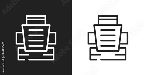 Car bucket seat icon. Linear black, white icon from car parts collection. Outline car bucket seat vector. Thin line symbol isolated on white and black background