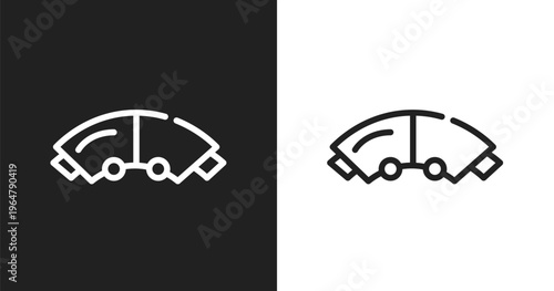 Car brake pad icon. Linear black, white icon from car parts collection. Outline car brake pad vector. Thin line symbol isolated on white and black background
