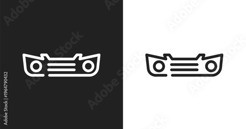 Car bumper icon. Linear black, white icon from car parts collection. Outline car bumper vector. Thin line symbol isolated on white and black background