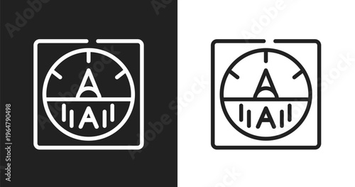 Car ammeter icon. Linear black, white icon from car parts collection. Outline car ammeter vector. Thin line symbol isolated on white and black background