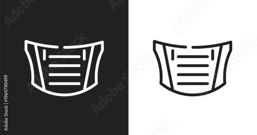 Car bonnet icon. Linear black, white icon from car parts collection. Outline car bonnet vector. Thin line symbol isolated on white and black background