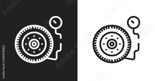 Inflate tire icon. Linear black, white icon from general collection. Outline inflate tire vector. Thin line symbol isolated on white and black background