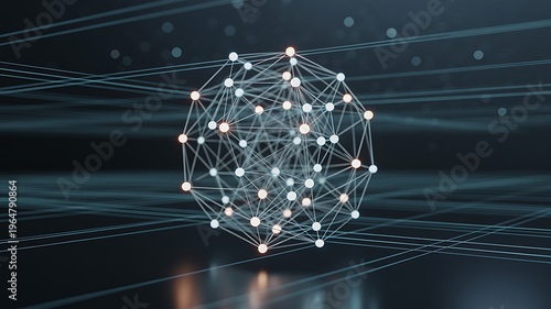 Abstract geometric network structure with glowing nodes and light lines connection