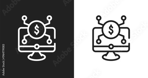 Digital economy icon. Linear black, white icon from general collection. Outline digital economy vector. Thin line symbol isolated on white and black background