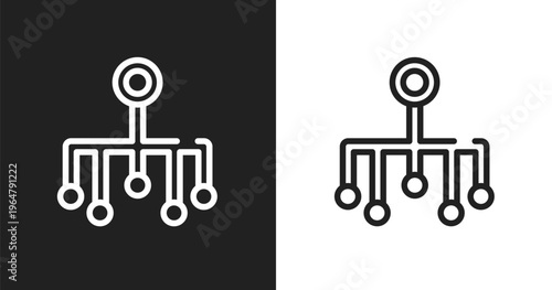 Classification icon. Linear black, white icon from general collection. Outline classification vector. Thin line symbol isolated on white and black background