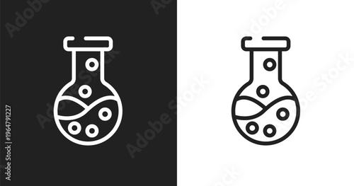 Chemical lab icon. Linear black, white icon from general collection. Outline chemical lab vector. Thin line symbol isolated on white and black background