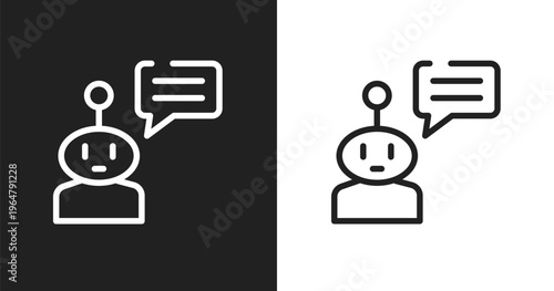 Chat bot icon. Linear black, white icon from general collection. Outline chat bot vector. Thin line symbol isolated on white and black background