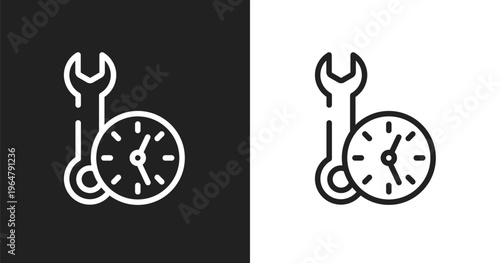 Build time icon. Linear black, white icon from general collection. Outline build time vector. Thin line symbol isolated on white and black background