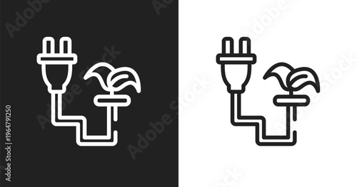 Biomass energy icon. Linear black, white icon from general collection. Outline biomass energy vector. Thin line symbol isolated on white and black background