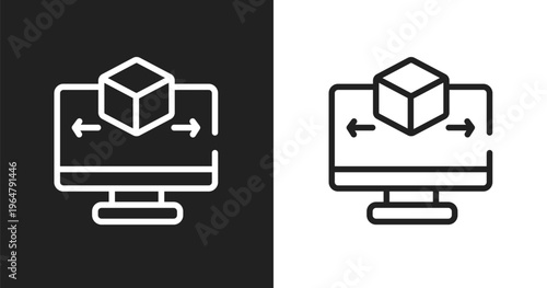3d modeling icon. Linear black, white icon from general collection. Outline 3d modeling vector. Thin line symbol isolated on white and black background